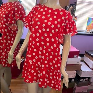 Crosby cotton blend high low side pocket mini dress S